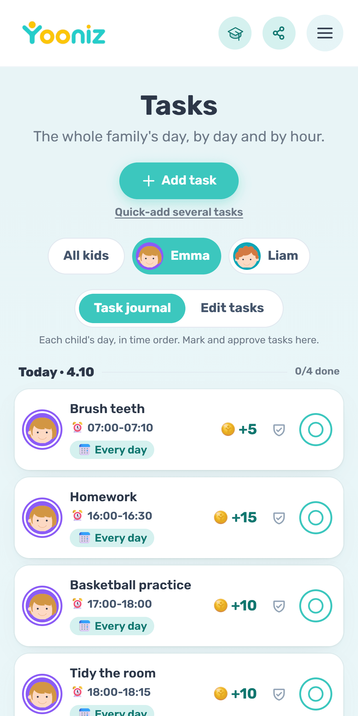 Build the tasks and daily routine